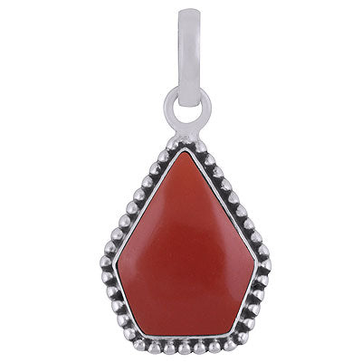 Stunning Rawa Work Around Carnelian Pentagon Shape 925 Sterling Solid Silver Pendants - R101924-6