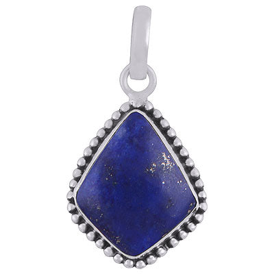 Beautifully Handcrafted Rawa Work Around Lapis Kite Shape 925 Sterling Solid Silver Pendant - R101925-4