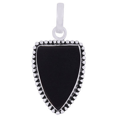 Magnificent Rawa Work Around Black Onyx Shield Shape 925 Sterling Solid Silver Pendants - R101926-14