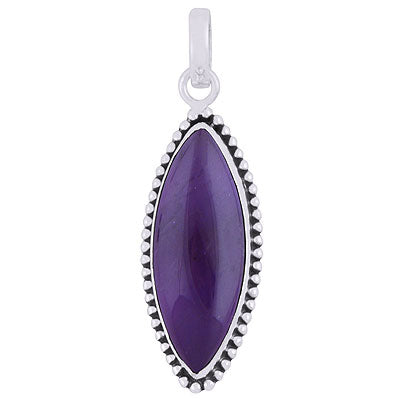 Stunning Oxidised Rawa Work Around Amethyst Marquise Shape 925 Sterling Solid Silver Pendant - R101928-15