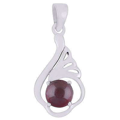 Beautiful Prong setting Around Garnet Round Shape 925 Sterling Solid Silver Pendants - R101931-2