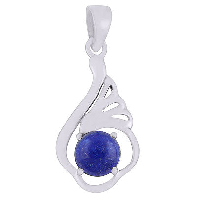 Beautiful Prong setting Around Lapis Round Shape 925 Sterling Solid Silver Pendants - R101931-6