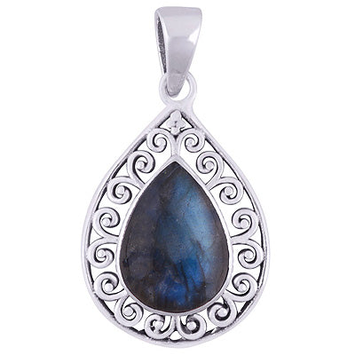 Stunning Handcrafted Around Labradorite Pear Shape 925 Sterling Solid Silver Pendants - R101934-5