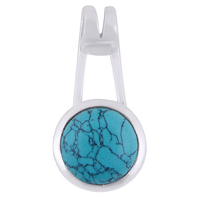 Gorgeous Gemstone Setting Turquoise Round Shape 925 Sterling Solid Silver Pendants - R101937-3