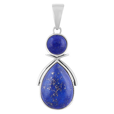 Gorgeous Multiple Lapis Pear,Round Shape 925 Sterling Solid Silver Pendant - R101940-5