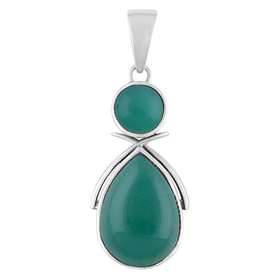 Gorgeous Multiple Green Onyx Pear,Round Shape 925 Sterling Solid Silver Pendant - R101940-9