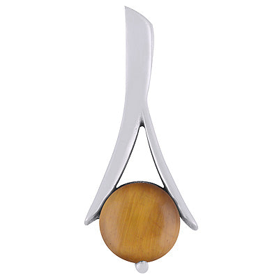 Alluring Seated Tiger's Eye Round Shape 925 Sterling Solid Silver Pendant - R101944-14