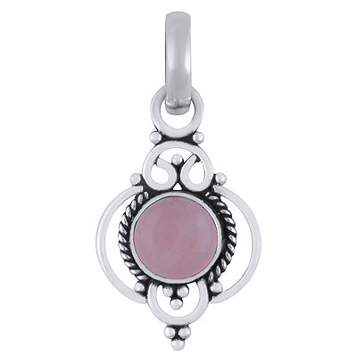 Beautiful Twisted Wire Work Around Rose Quartz Round Shape 925 Sterling Solid Silver Pendants - R101945-33