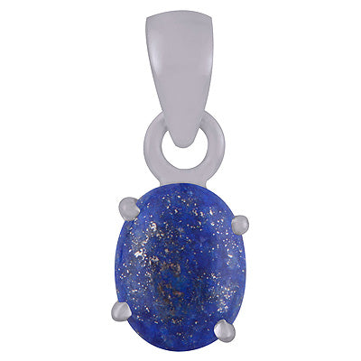 Gorgeous Prong Setting Around Lapis Oval Shape 925 Sterling Solid Silver Pendant - R101950-6