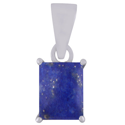 Beautiful Prong Setting Around Lapis Rectangle Shape 925 Sterling Solid Silver Pendant - R101953-6