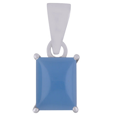 Beautiful Prong Setting Around Blue Chalcedony Rectangle Shape 925 Sterling Solid Silver Pendant - R101953-9