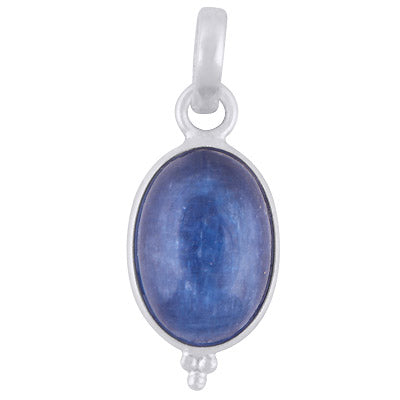 Classic Bezel Frame Rawa Work Around Kyanite Oval Shape 925 Sterling Solid Silver Pendant - R101972-1