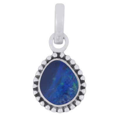 Stunning Oxidised Rawa Work Around Australian Opal Fancy Shape 925 Sterling Solid Silver Pendant - R101974-70