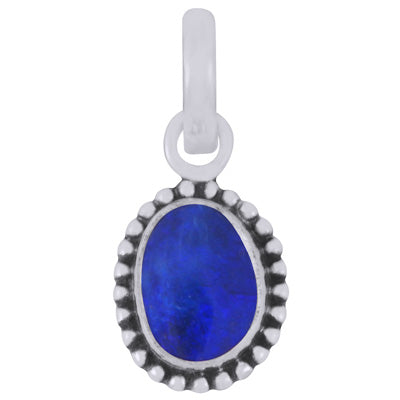 Stunning Oxidised Rawa Work Around Australian Opal Fancy Shape 925 Sterling Solid Silver Pendant - R101974-72
