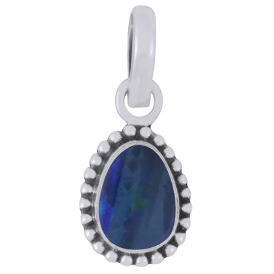 Stunning Oxidised Rawa Work Around Australian Opal Fancy Shape 925 Sterling Solid Silver Pendant - R101974-74