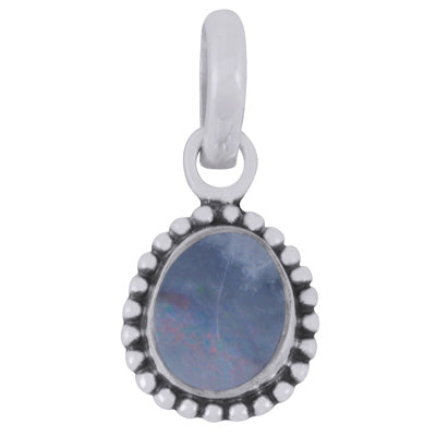 Stunning Oxidised Rawa Work Around Australian Opal Fancy Shape 925 Sterling Solid Silver Pendant - R101974-84