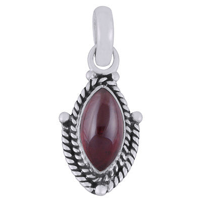 Beautifully Handcrafted Twisted Wire Work Around Garnet Marquise Shape 925 Sterling Solid Silver Pendant - R101980-2