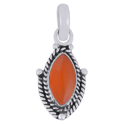 Beautifully Handcrafted Twisted Wire Work Around Carnelian Marquise Shape 925 Sterling Solid Silver Pendant - R101980-7