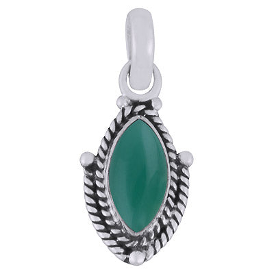 Beautifully Handcrafted Twisted Wire Work Around Green Onyx Marquise Shape 925 Sterling Solid Silver Pendant - R101980-8