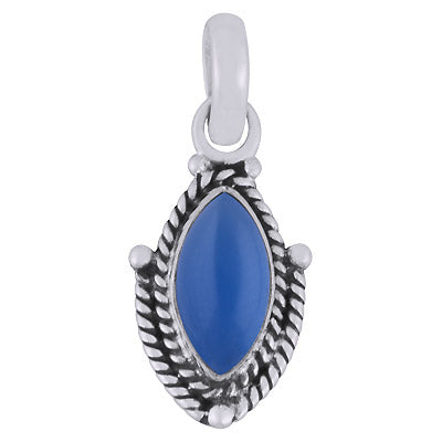 Beautifully Handcrafted Twisted Wire Work Around Blue Chalcedony Marquise Shape 925 Sterling Solid Silver Pendant - R101980-9