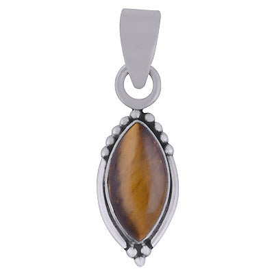 Stunning Rawa Work Around Tiger's Eye Marquise Shape 925 Sterling Solid Silver Pendant - R101981-10