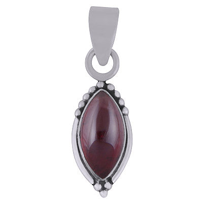 Stunning Rawa Work Around Garnet Marquise Shape 925 Sterling Solid Silver Pendant - R101981-2
