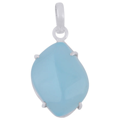 Gorgeous Abstract Cut Gemstone Blue Chalcedony Fancy Shape 925 Sterling Solid Silver Pendant - R101982-45