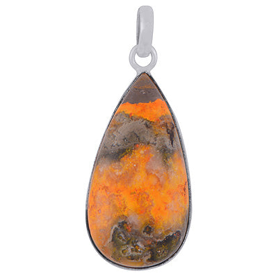 Gorgeous Plain BumbleBee Jasper Pear Shape 925 Sterling Solid Silver Pendant - R101985-19