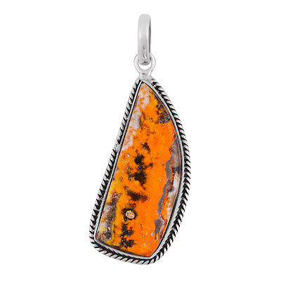 Beautiful Textured Wire Around BumbleBee Jasper Fancy Shape 925 Sterling Solid Silver Pendant - R101986-38
