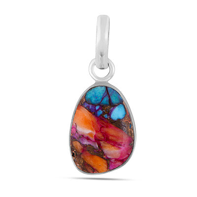Alluring Plain Collet Natural Pink Dahlia Copper Turquoise Fancy Shape 925 Sterling Solid Silver Pendants - R101990-23