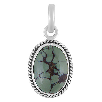 Authentic Wire Work Around Turquoise Oval Shape 925 Sterling Solid Silver Pendant - R101991-19