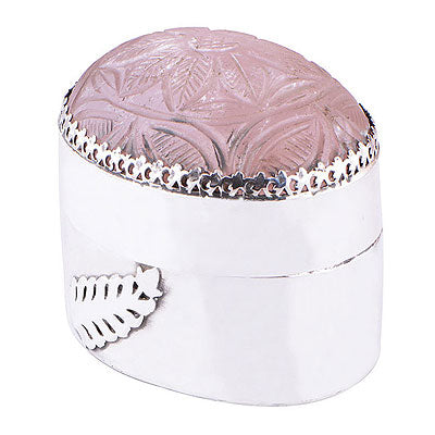 Gorgeous Leaf Around Rose Quartz Oval Shape 925 Sterling Solid Silver Article Box - R1020001-2