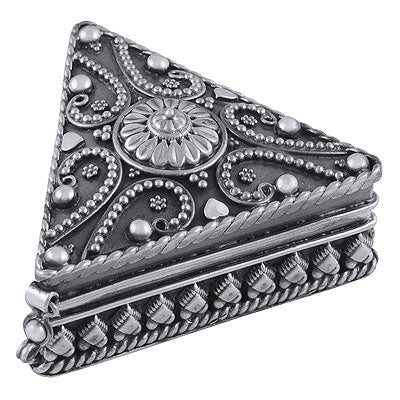 Alluring Royal Work Handcrafted Plain Trillion Shape 925 Sterling Solid Silver Article Box - R1020004-6