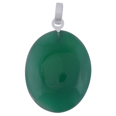 Magnificent Gemstone Green Onyx Oval Shape 925 Sterling Solid Silver Pendant - R102050-12