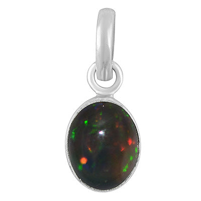 Plain Collet Natural Ethiopian Black Opal Pear Shap 925 Sterling Solid Silver Pendants - R102066-3