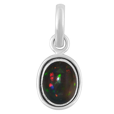 Plain Wire Around Ethiopian Black Opal Oval Shape 925 Sterling Solid Silver Pendants - R102067-4