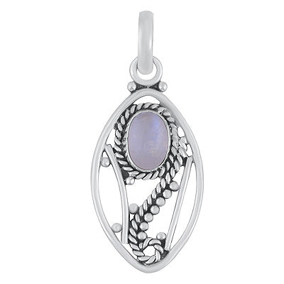 Gorgeous Wire Pattern & Rawa Work Around Rainbow Moonstone Oval Shape 925 Sterling Solid Silver Pendants - R102075-4