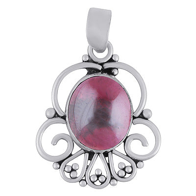 Alluring Wire Pattern & Rawa Work Around Garnet Oval Shape 925 Sterling Solid Silver Pendants - R102076-2
