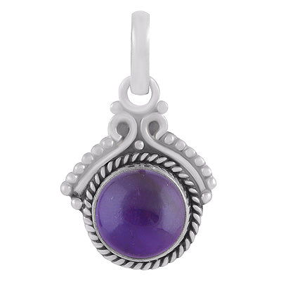 Gorgeous Twisted Wire Work Around Amethyst Round Shape 925 Sterling Solid Silver Pendants - R102078-1