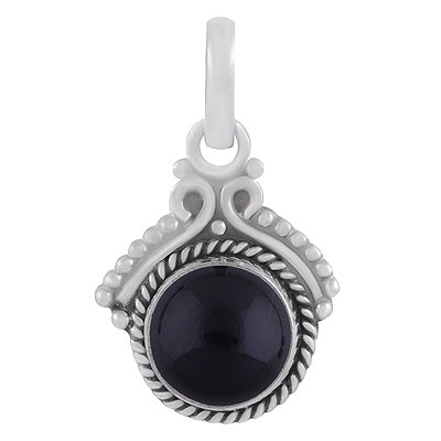 Gorgeous Twisted Wire Work Around Black Onyx Round Shape 925 Sterling Solid Silver Pendants - R102078-14