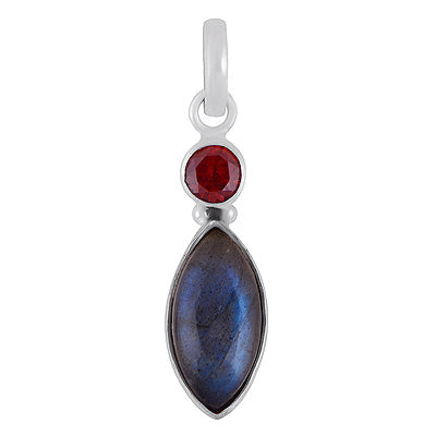Beautiful Seated Multiple Gemstones Garnet,Labradorite Round,Marquise Shape 925 Sterling Solid Silver Pendants - R102082-12
