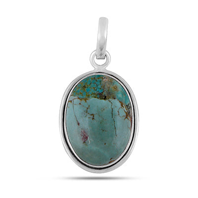 Stunning Plain Wire Work Around Mohave Turquoise Oval Shape 925 Sterling Solid Silver Pendants - R102085-7