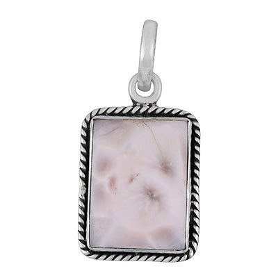 Gorgeous Twisted Wire Work Around Pink Larimar Rectangle Shape 925 Sterling Solid Silver Pendant - R102095-2