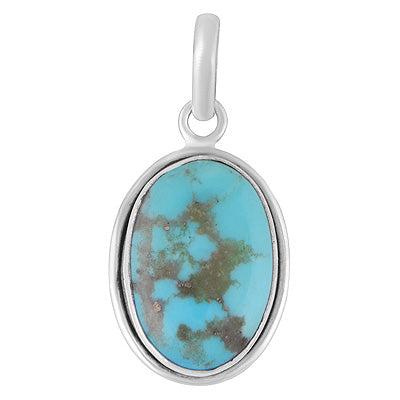 Plain Collet Natural Arizona Turquoise Oval Shape 925 Sterling Solid Silver Pendant - R102099-2