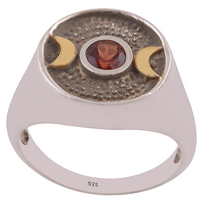 Garnet Gold Plated 925 Sterling Silver Ring - R1084-6