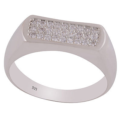 Beautiful Studded Cz Diamonds on White Cubic Zirconia Round Shape 925 Sterling Solid Silver Ring - R1100014-1