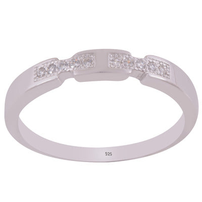Beautiful Cubic Zirconia Diamonds Studded Around White Cubic Zirconia Round Shape 925 Sterling Solid Silver Ring - R1100034-1