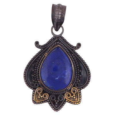 Gorgeous Multicoloured Wire Work Around Lapis Pear Shape 925 Sterling Solid Silver Pendant - R1106-8