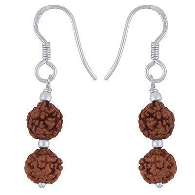 Stunning Rudraksh Beads Rudraksha Round Shape 925 Sterling Solid Silver Dangle Earrings - main product photo (R1200009-1)