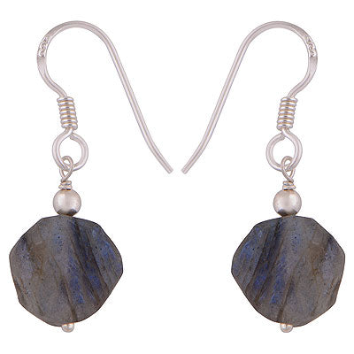 Gorgeous Rawa on Beautiful Rough Labradorite Raw Shape 925 Sterling Solid Silver Dangle Earrings - R1500323-14